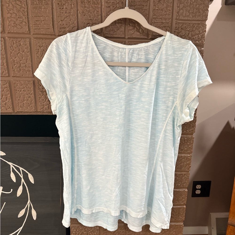 J. Jill Light Blue V-Neck Short Sleeve Tee